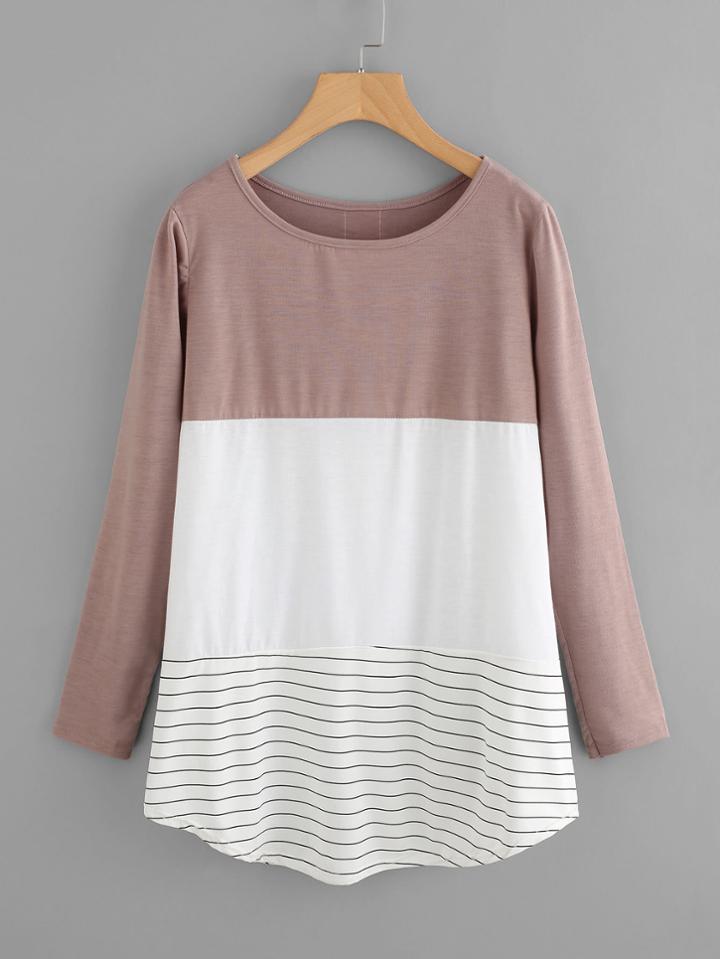 Shein Color Block Lace Panel Back Tee Dress