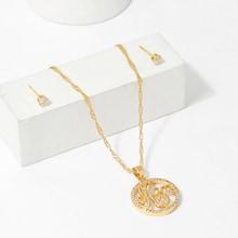 Shein Letter Detail Necklace & Earrings Set