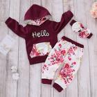 Shein Toddler Girls Letter Print Hoodie & Pants & Headband
