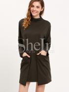 Shein Cowl Neckline Asymmetrical Hem Pockets Dress