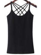 Shein Black Backless Pigtail Spaghetti Strap Camis Top