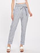 Shein Mixed Striped Self Belted Pants