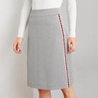 Shein Studded Striped Tape Side Houndstooth Skirt