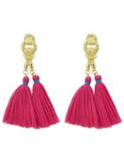 Shein Hotpink Colorful Handmade Tassel Boho Earrings For Women