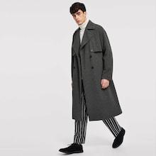 Shein Men Self Belted Longline Coat
