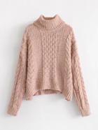 Shein Cable Knit Turtleneck Chenille Sweater