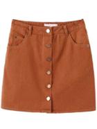 Shein Khaki Button Up Skirt With Pocket
