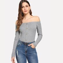 Shein Off Shoulder Skinny Tee