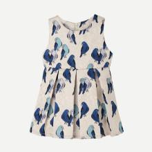 Shein Girls Birds Print Box Pleated Dress