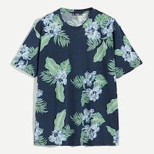 Shein Men Floral Print Ringer Tee