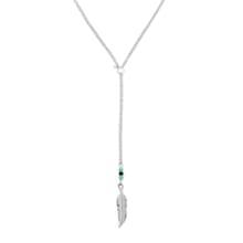 Shein Silver Turquoise Beaded Feather Pendant Necklace