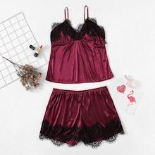 Shein Plus Lace Trim Cami Top & Shorts