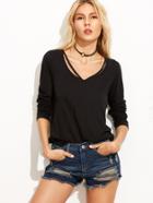 Shein V Strap Neckline Curved Hem T-shirt