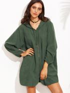 Shein Raglan Sleeve Curved Hem Hooded Oversized Coat