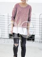 Shein Burgundy Contrast Flounce T-shirt
