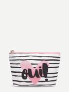 Shein Heart & Stripe Print Clutch Bag