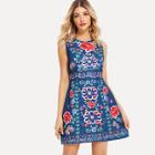 Shein Flower Embroidered Fit & Flare Dress