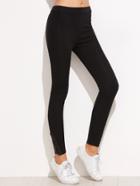 Shein Black Contrast Hem Skinny Leggings