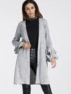 Shein Tiered Frill Sleeve Marled Knit Cardigan