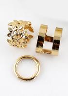Shein Gold Floral Crochet Three Pieces Rings