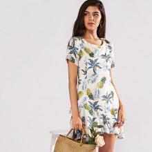 Shein Open Back Ruffle Hem Dress