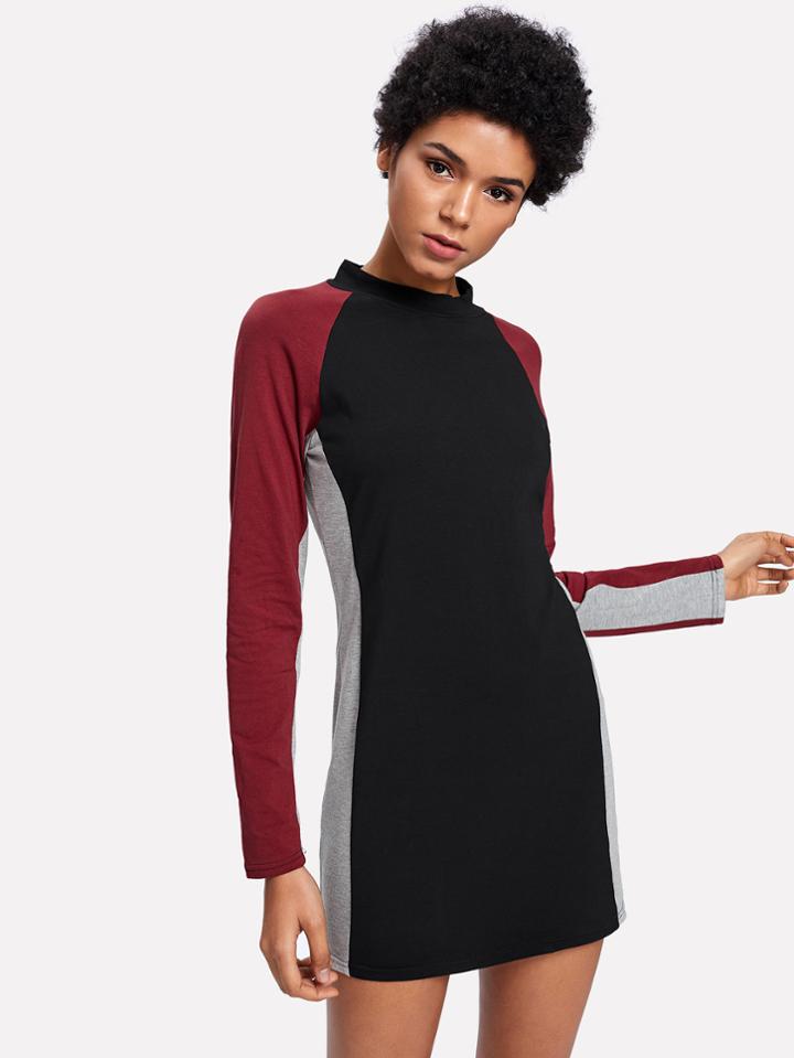 Shein Contrast Raglan Sleeve Cut & Sew Dress