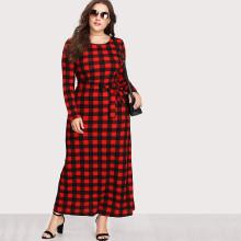 Shein Plus Check Plaid Full Length Dress