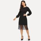 Shein Contrast Lace Solid Sweater Dress