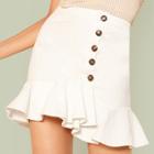 Shein Ruffle Hem Buttoned Up Skirt