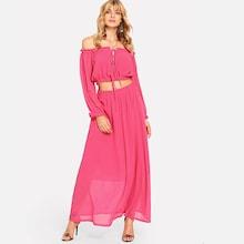 Shein Off Shoulder Lace Up Top & Skirt Co-ord