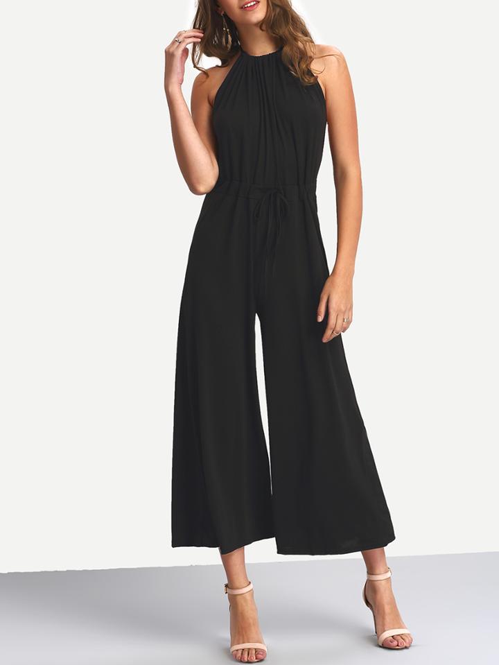 Shein Halter Backless Wide Leg Jumpsuits