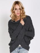 Shein Grey Batwing Sleeve Chunky Sweater Coat