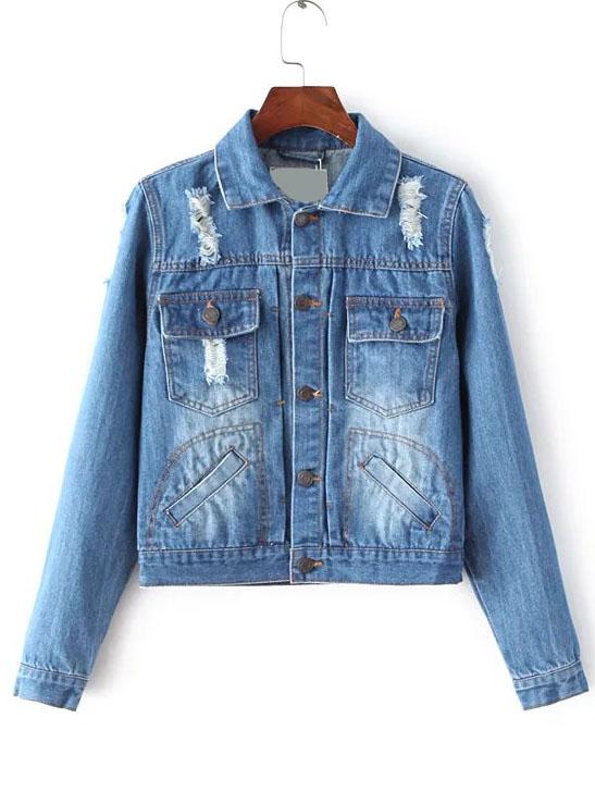 Shein Ripped Bleached Denim Jacket