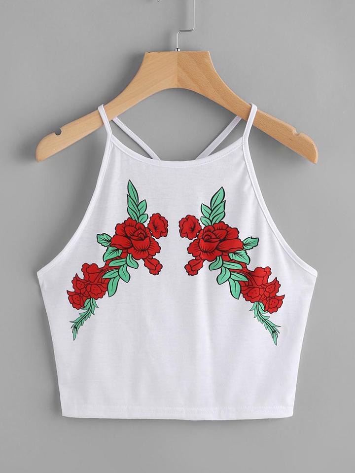 Shein Rose Print Cami Top