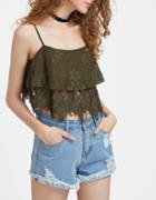 Shein Crop Two Layer Floral Lace Cami Top