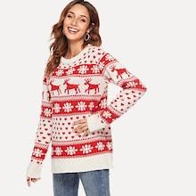 Shein Christmas Fairisle Print Jumper