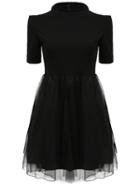 Shein Black Open Shoulder Mesh Flare Dress