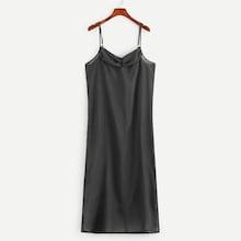 Shein Plus Ruched Neck Polka Dot Sheer Cami Dress