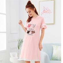 Shein Cartoon & Letter Print Ruffle Hem Night Dress