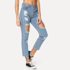 Shein Cut Out Destructed Jeans