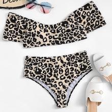 Shein Off The Shoulder Random Leopard Bikini Set