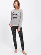 Shein Panda Print Sweatshirt & Polka Dot Pants Pajama Set