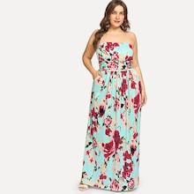 Shein Plus Off Shoulder Floral Print Dress