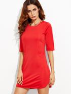 Shein Red Keyhole Back Bodycon Dress With Pockets