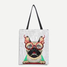 Shein Dog Pattern Tote Bag