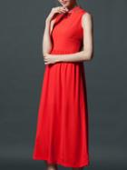 Shein Red Lapel Sleeveless Hollow Beading Dress
