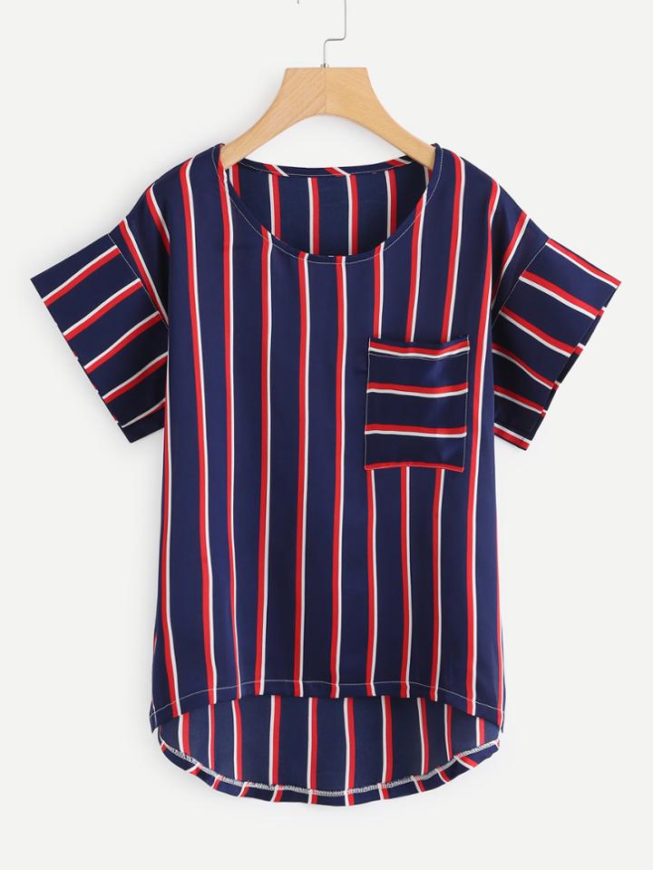 Shein Dip Hem Striped Top