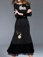 Shein Black Sequined Fishtail Long Dress