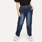 Shein Plus Pocket Side Faded Jeans
