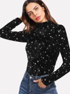 Shein Star Print Velvet Tee